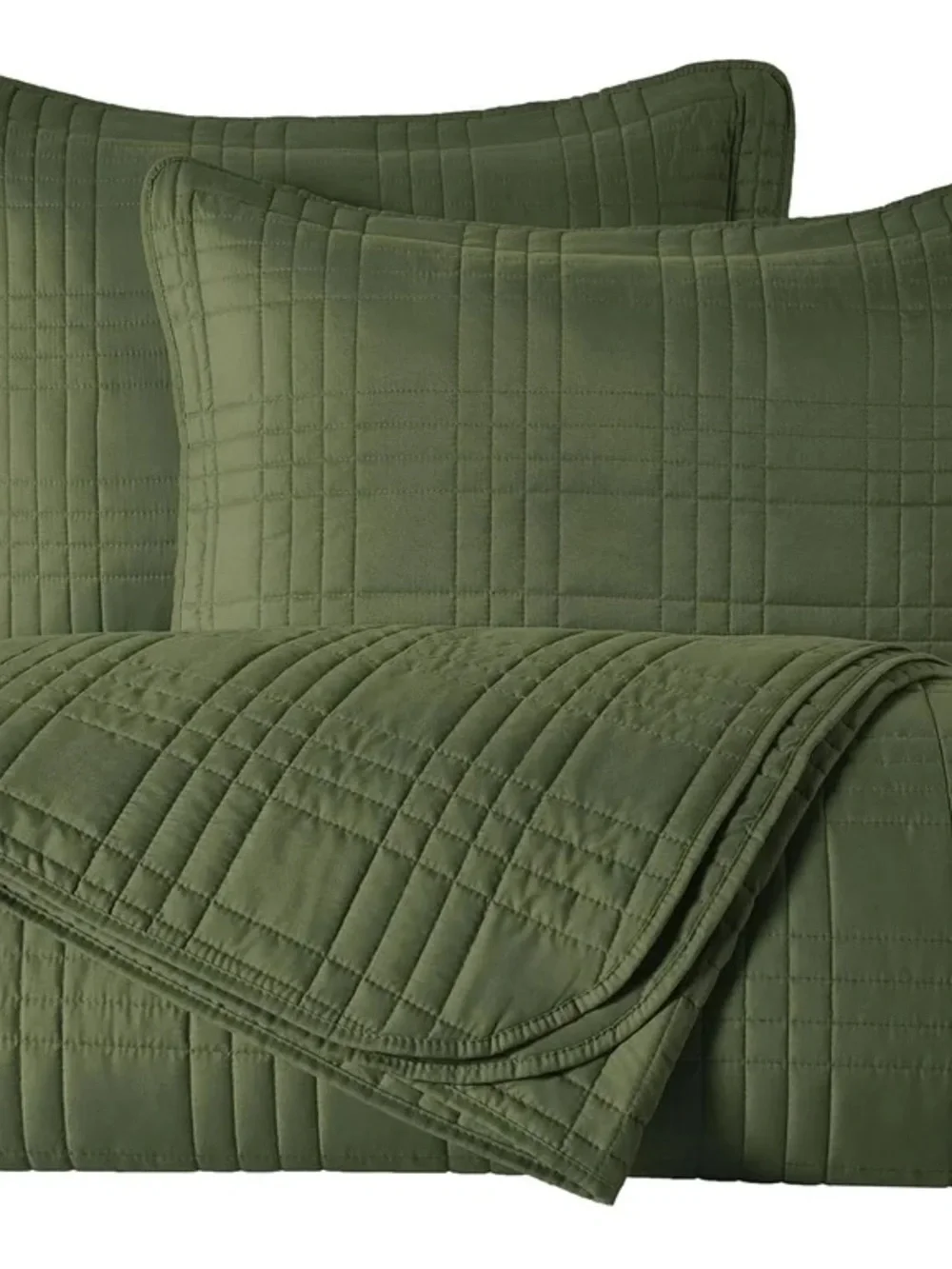 Olive Green king 3 piece Quilted Bedspread Set